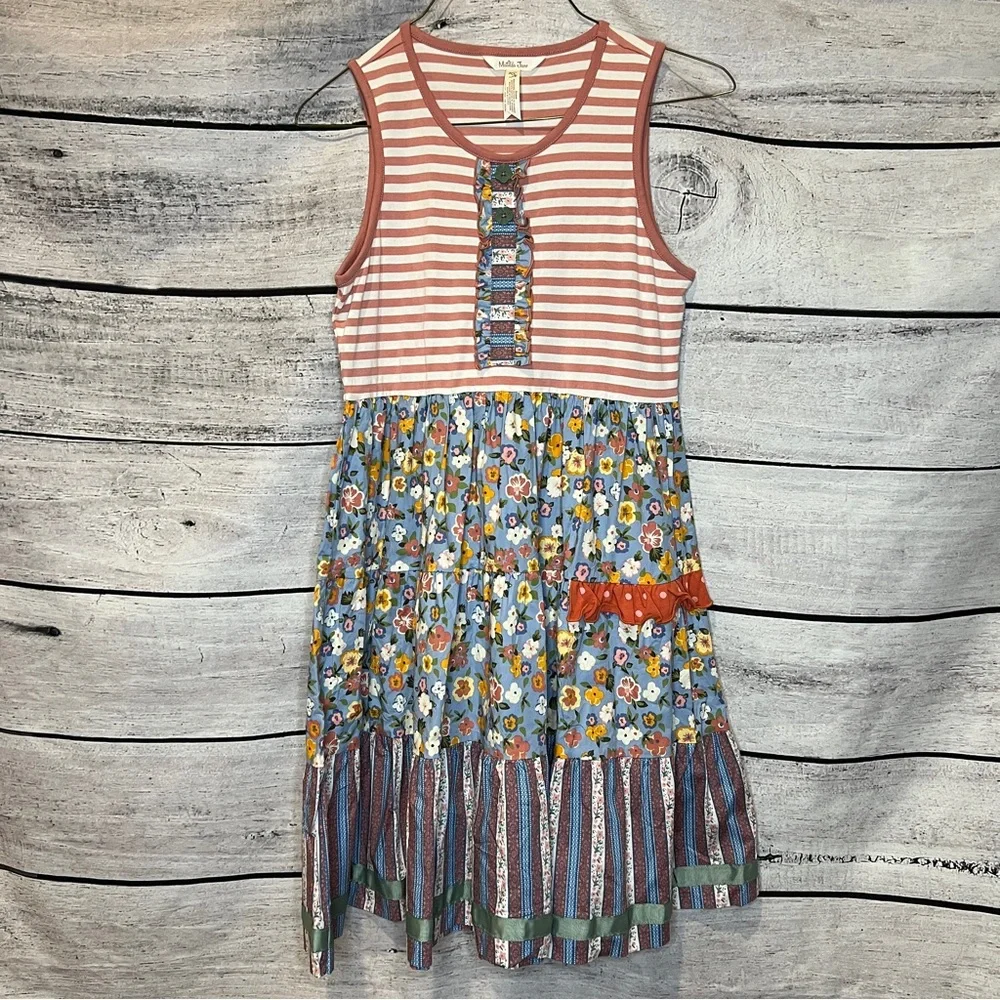 Matilda Jane Heart to Heart World of Wonder Tiered Dress Striped Pink Tank Top